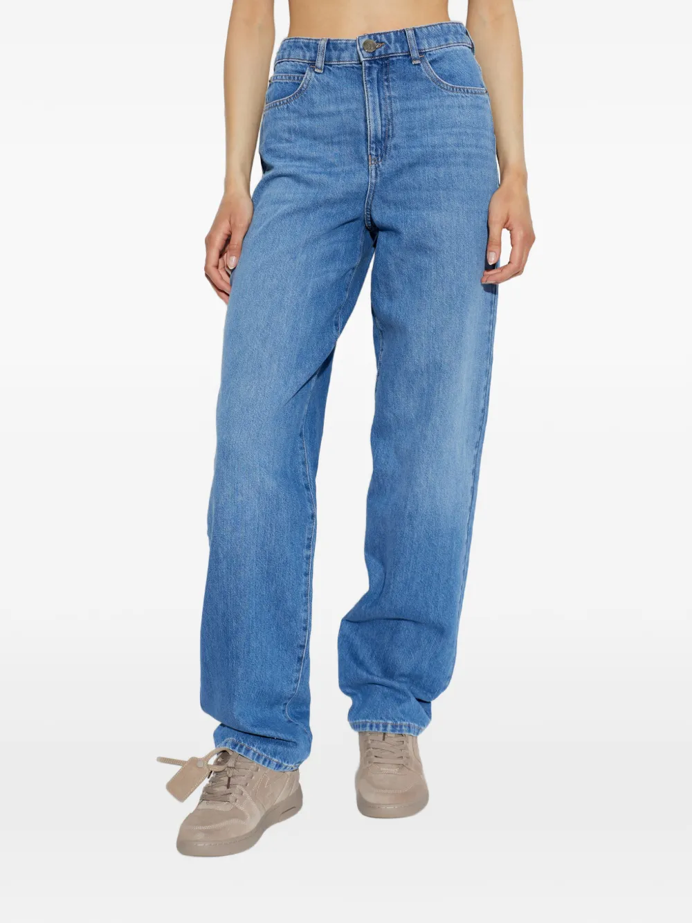 Emporio Armani Straight jeans met logoplakkaat Blauw