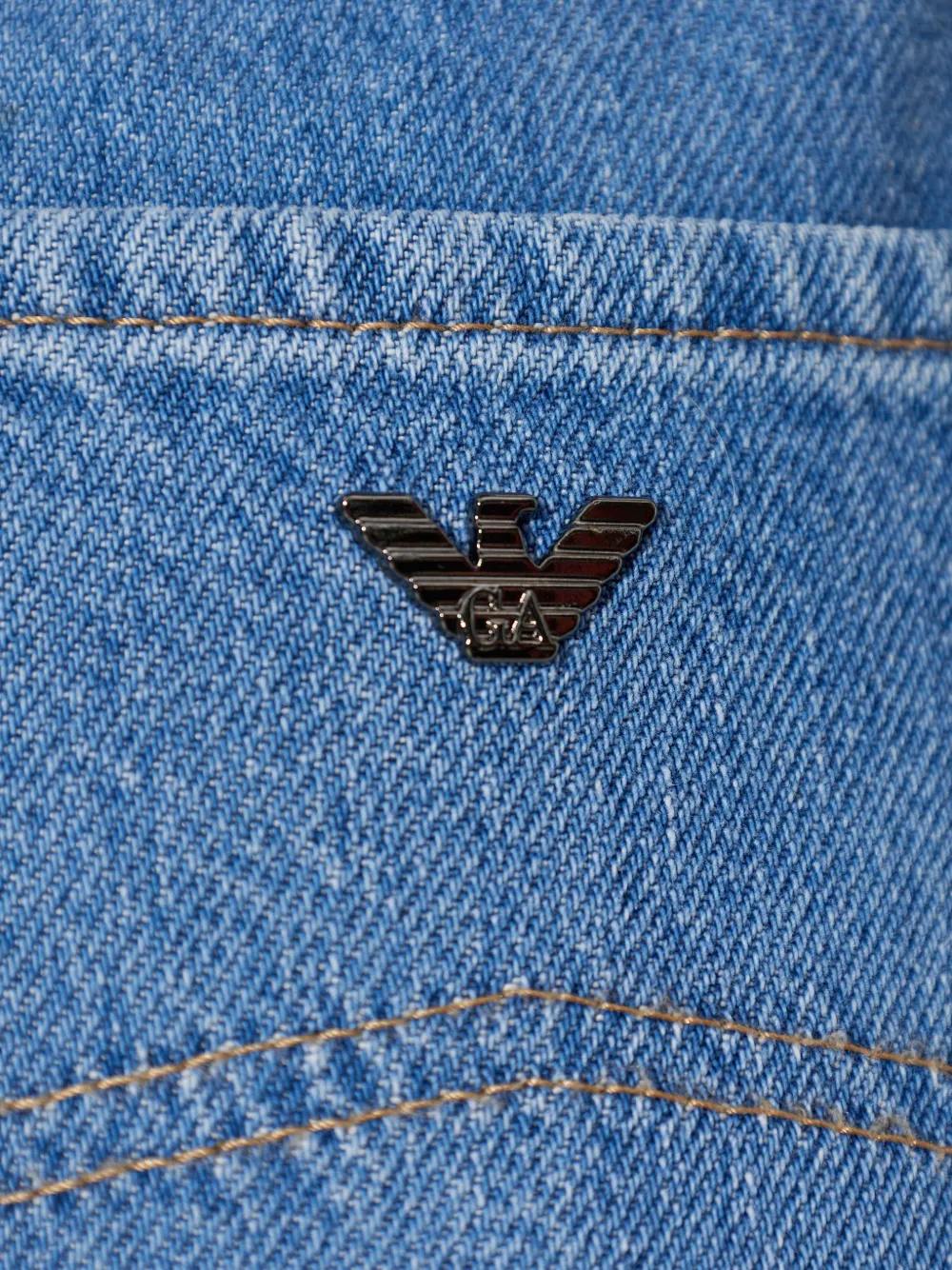 Emporio Armani Straight jeans met logoplakkaat Blauw