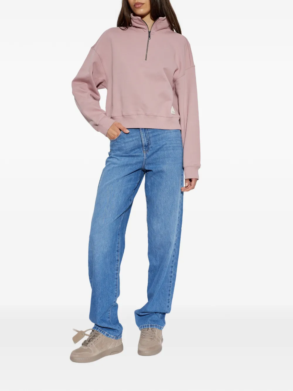 Emporio Armani Straight jeans met logoplakkaat Blauw