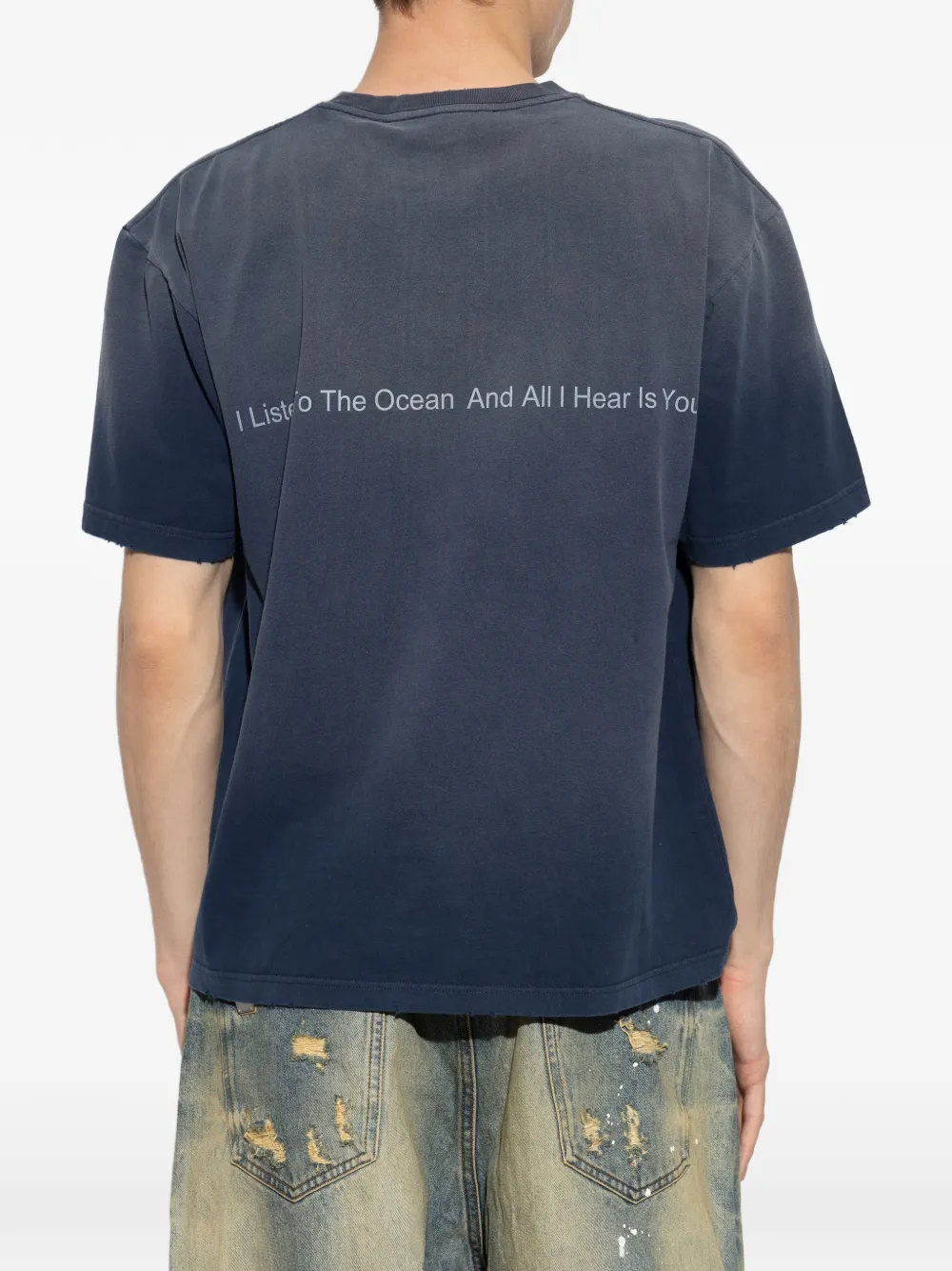 MISBHV Gerafeld T-shirt met grafische print Blauw