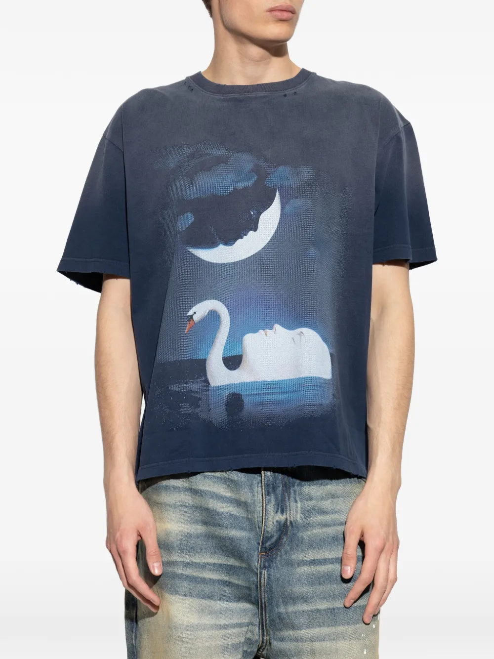 MISBHV Gerafeld T-shirt met grafische print Blauw
