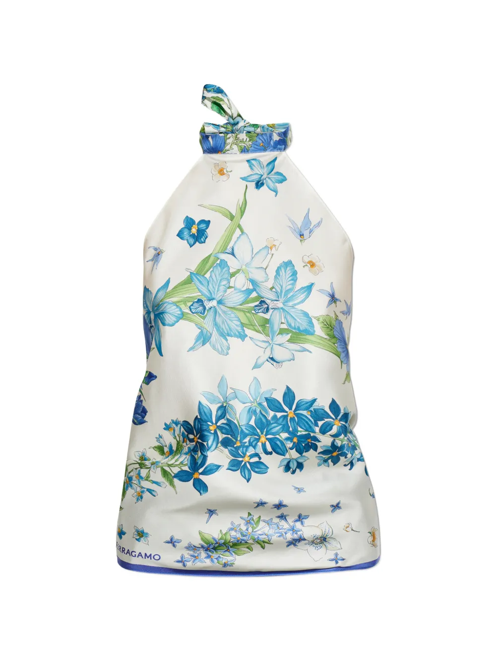 Ferragamo floral-print silk top - White
