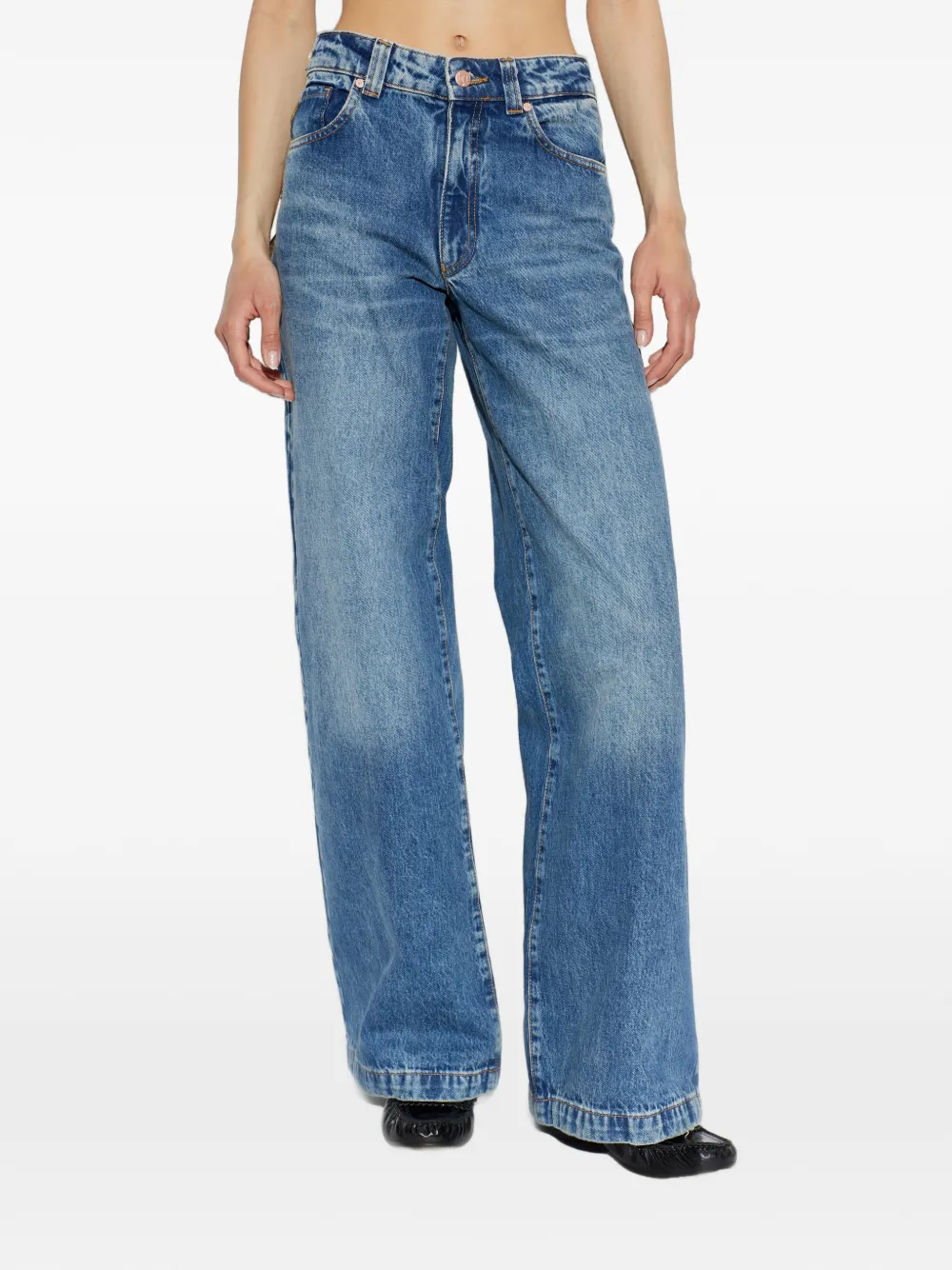 Emporio Armani J4J jeans met wijde pijpen en logopatch Blauw