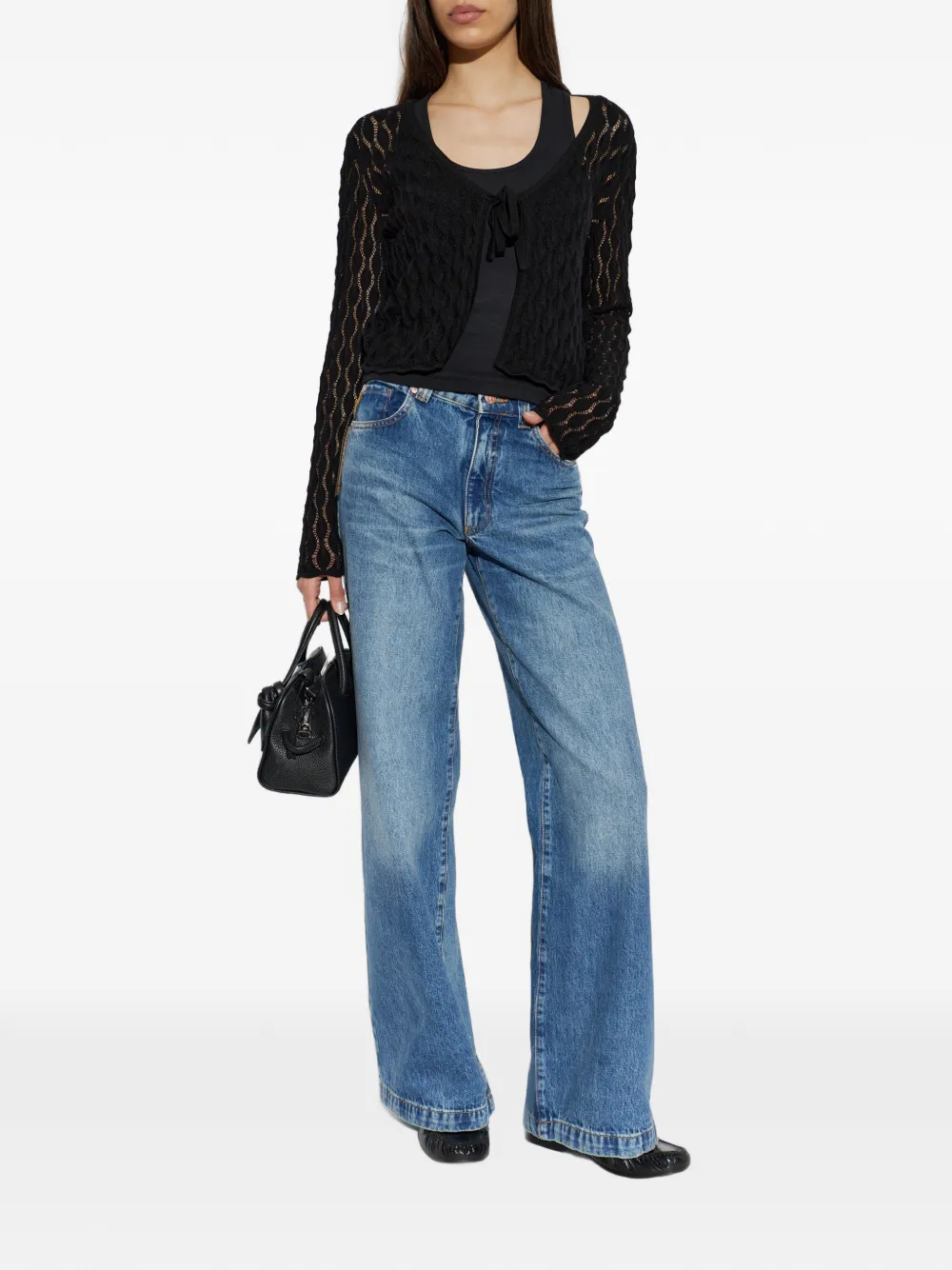 Emporio Armani J4J jeans met wijde pijpen en logopatch Blauw