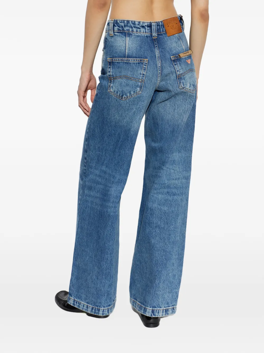 Emporio Armani J4J jeans met wijde pijpen en logopatch Blauw