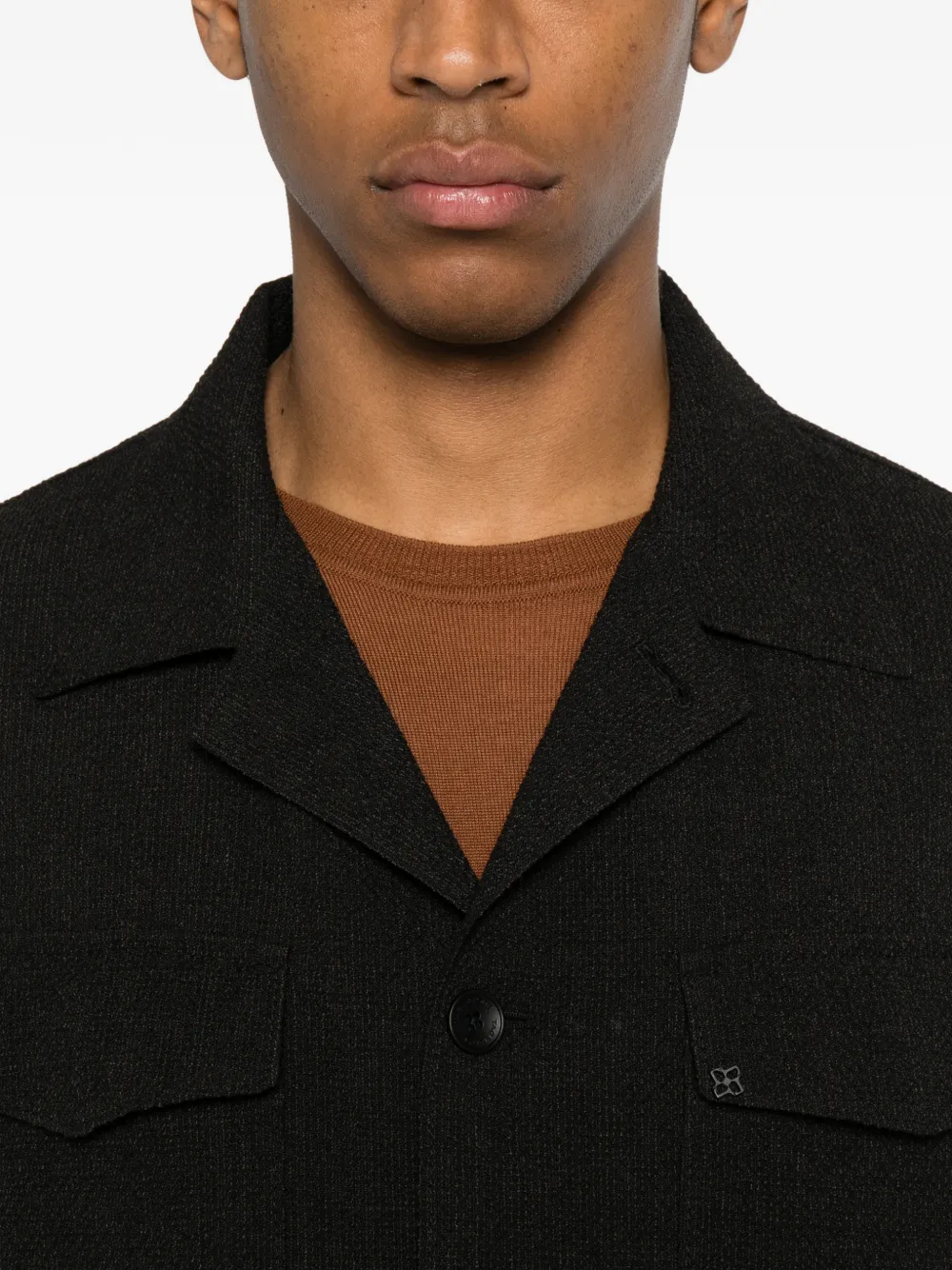Tagliatore Brook button-up jack met vier zakken Zwart