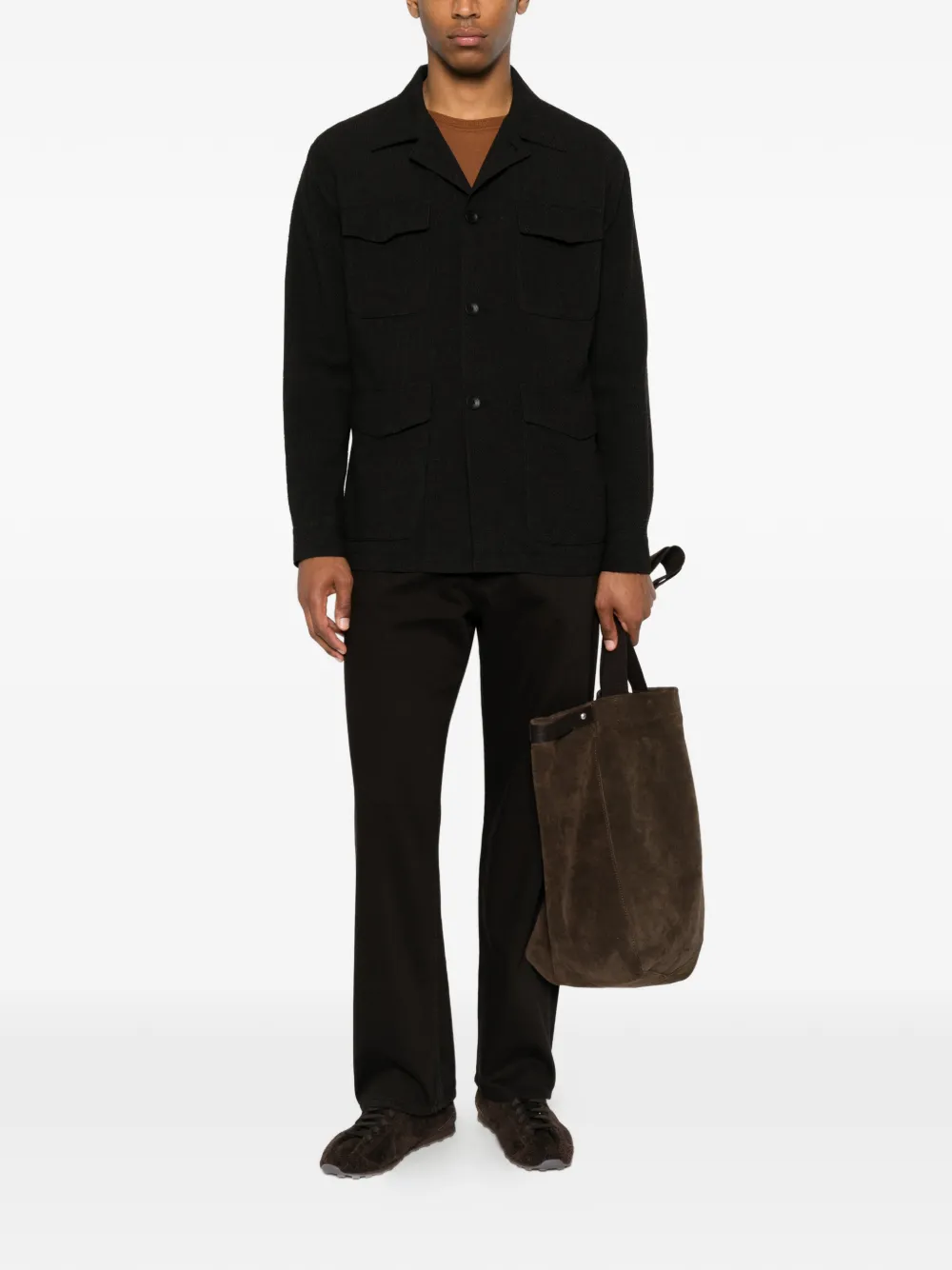 Tagliatore Brook button-up jack met vier zakken Zwart