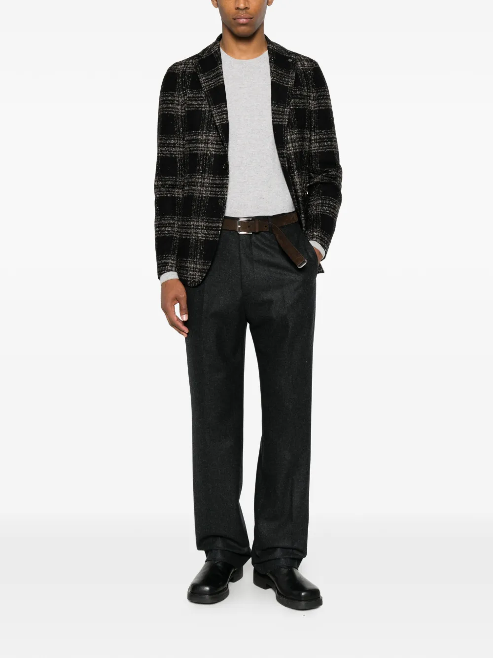 Tagliatore Geruite blazer met enkele rij knopen Zwart