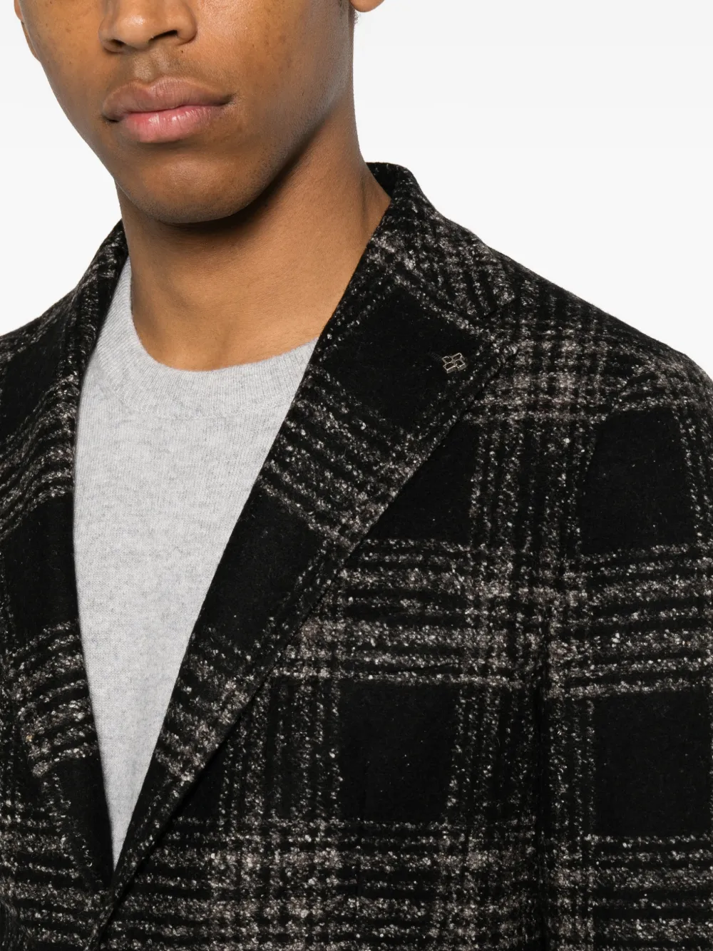 Tagliatore Geruite blazer met enkele rij knopen Zwart