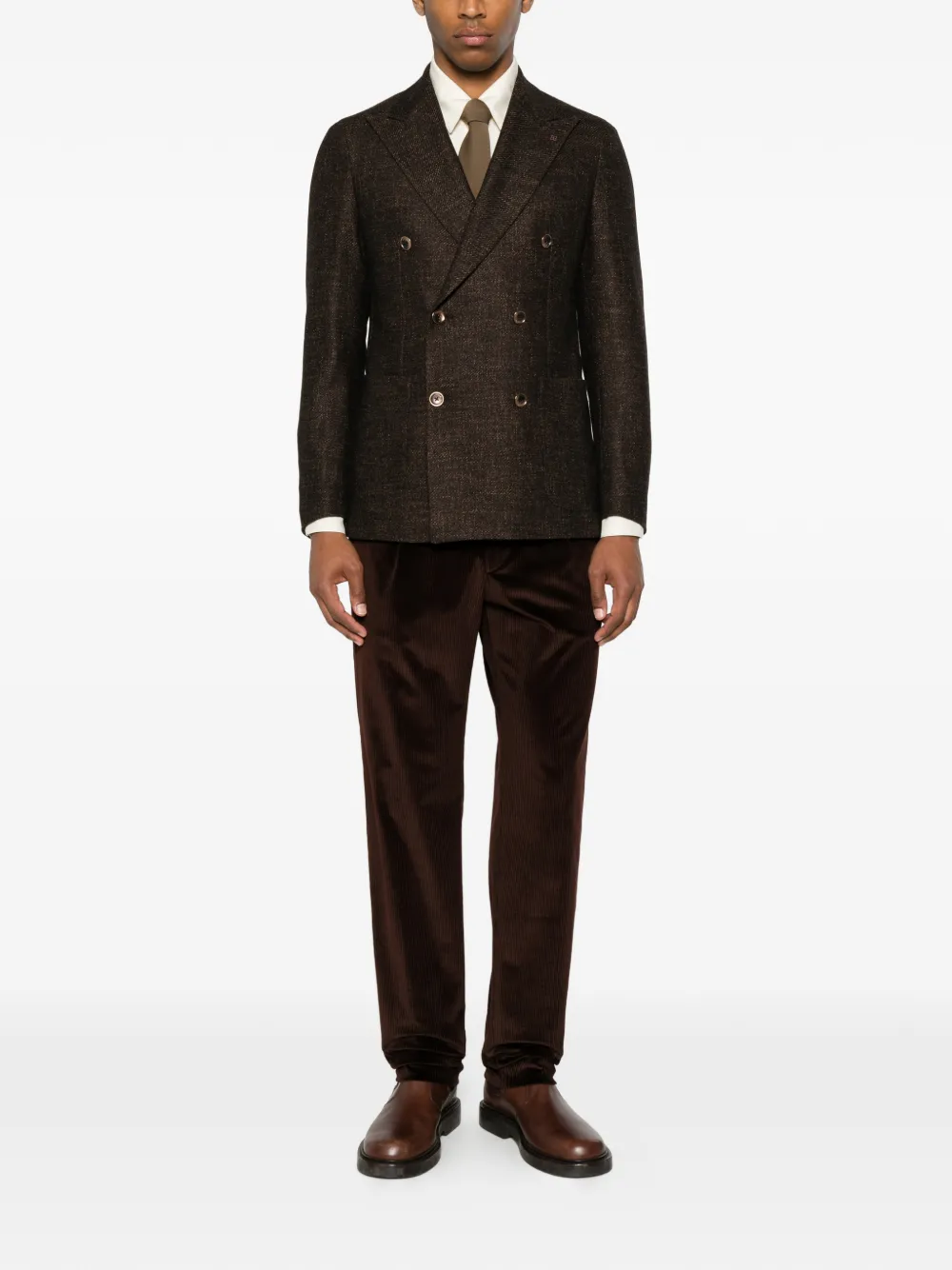 Tagliatore Blazer met dubbele rij knopen en puntige revers Bruin