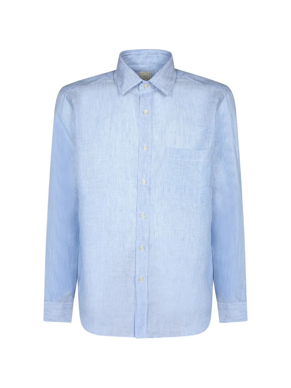 120% Lino vertical-stripe long-sleeve shirt - Blu