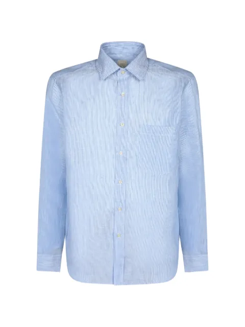 120% Lino vertical-stripe long-sleeve shirt
