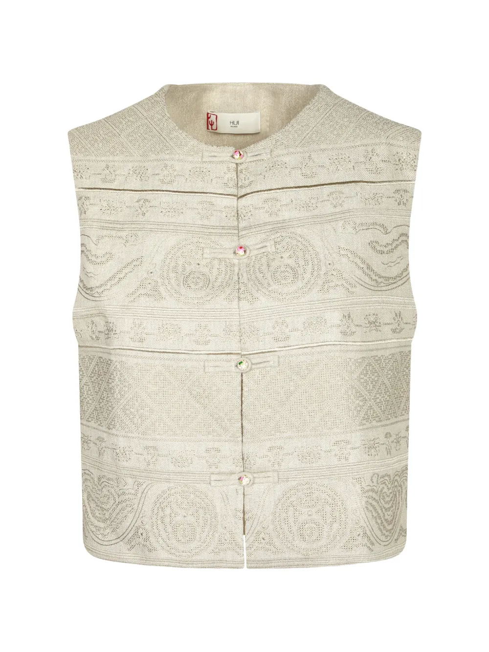 Hui Hui jacquard-woven frog-fastening waistcoat - Toni neutri