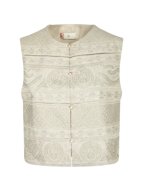 Hui Hui jacquard-woven frog-fastening waistcoat