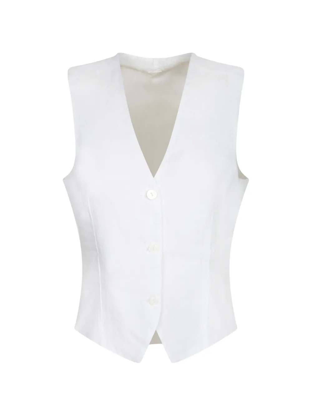 120% Lino button-up waistcoat - White