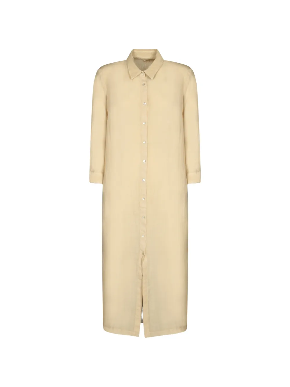 120% Lino button-up midi shirt dress - Neutrals