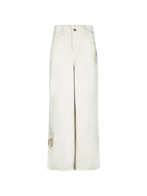 Hui Hui sequin-embellished frayed jeans