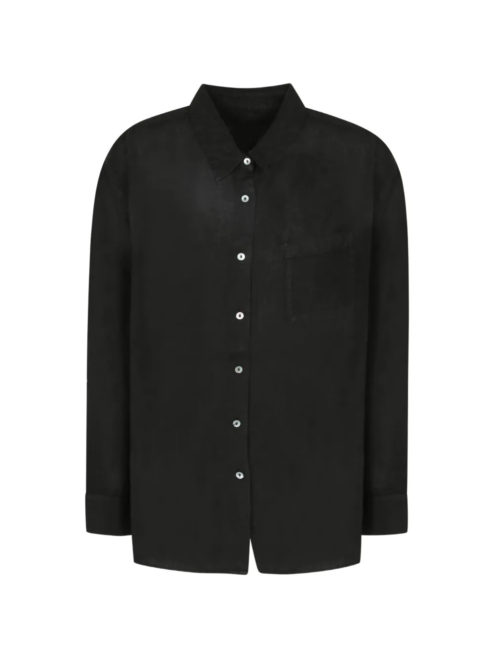120% Lino chest-pocket button-up shirt - Nero