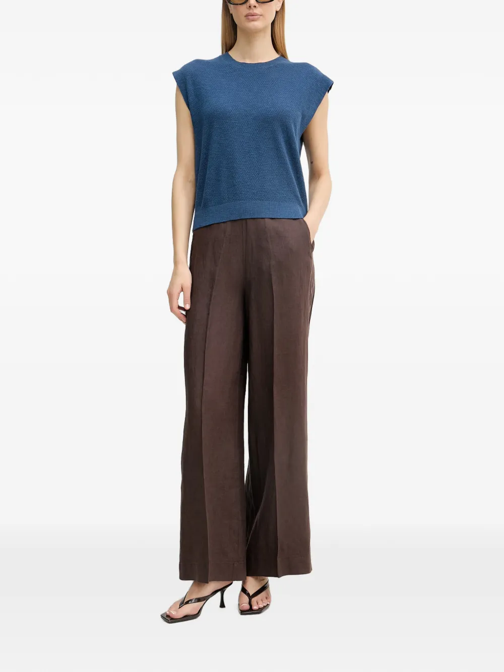 Benetton Broek met wijde pijpen Bruin