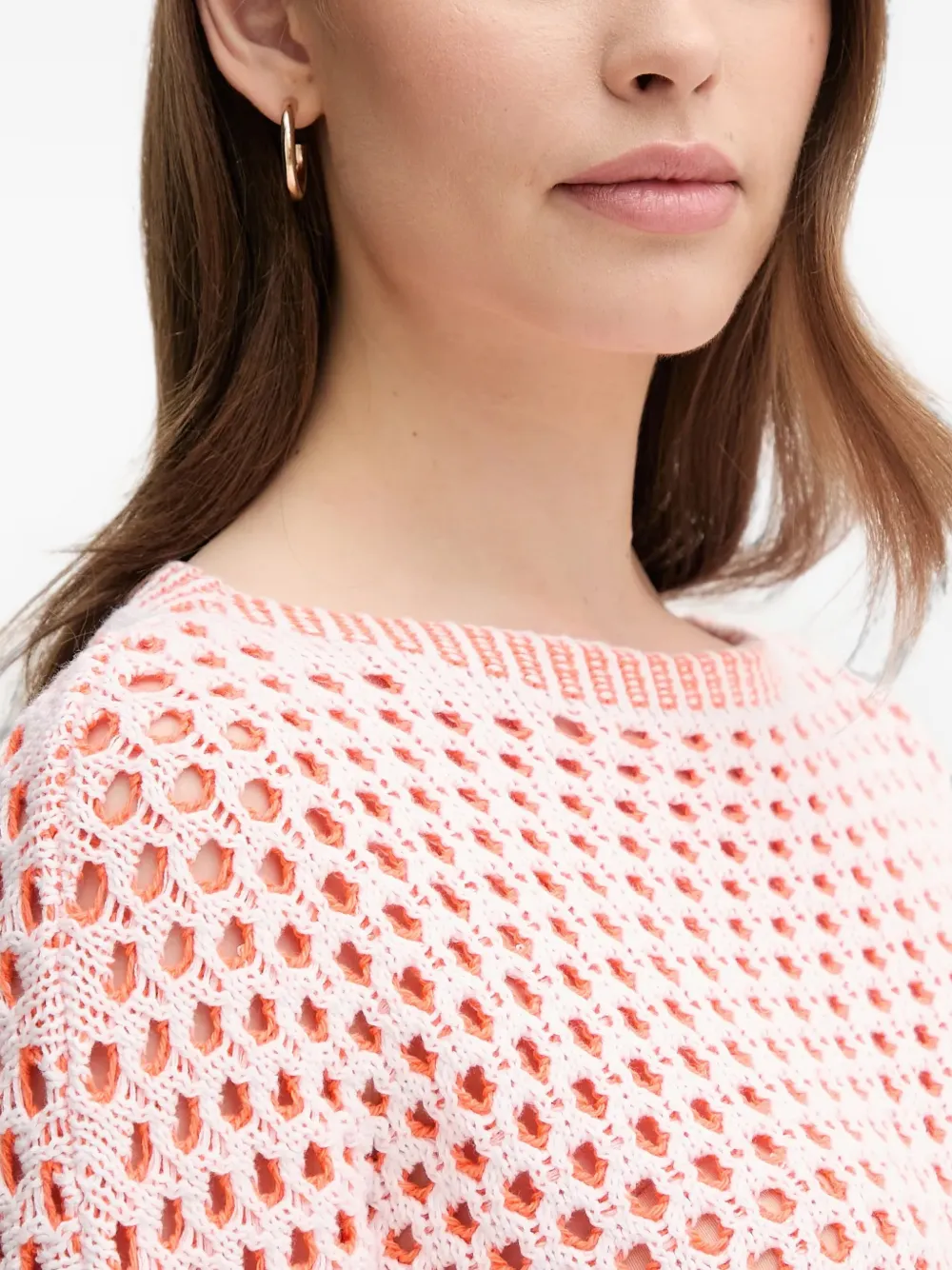 Benetton Opengebreide trui met geribbelde afwerking Roze