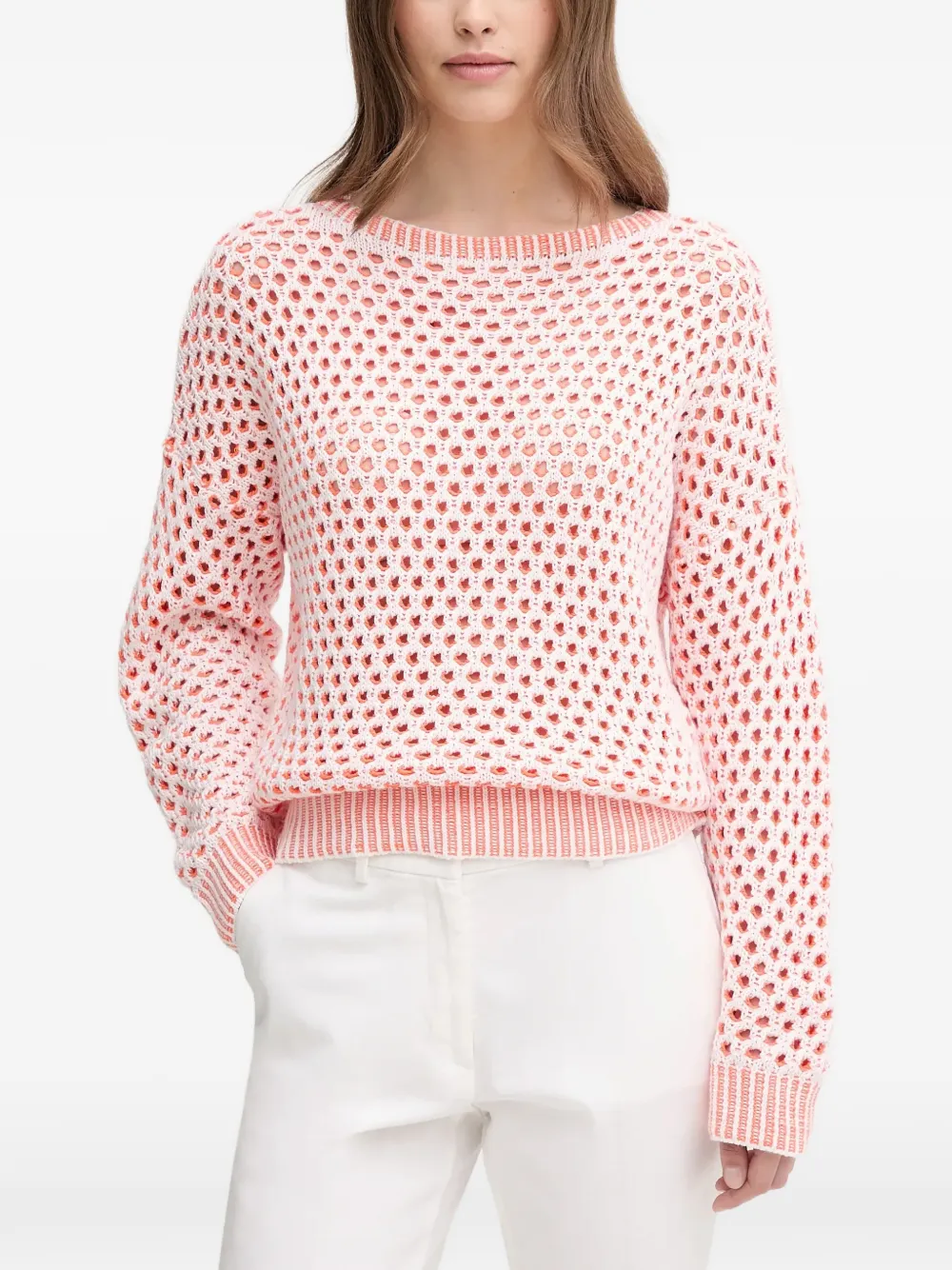 Benetton Opengebreide trui met geribbelde afwerking Roze