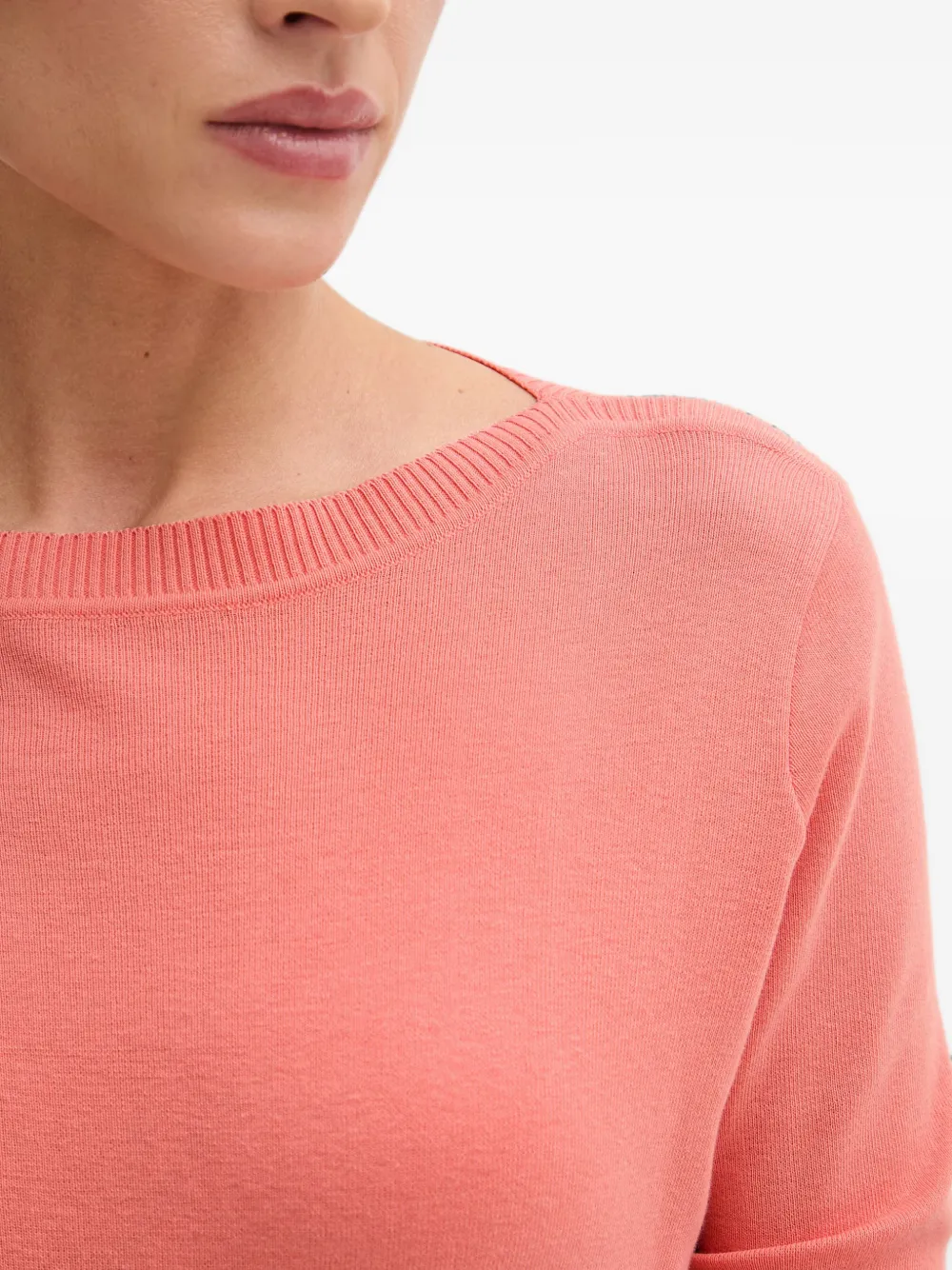 Benetton Trui met cropped mouwen en boothals Roze