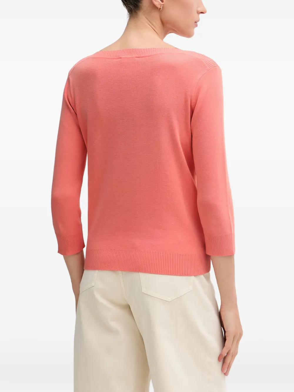 Benetton Trui met cropped mouwen en boothals Roze