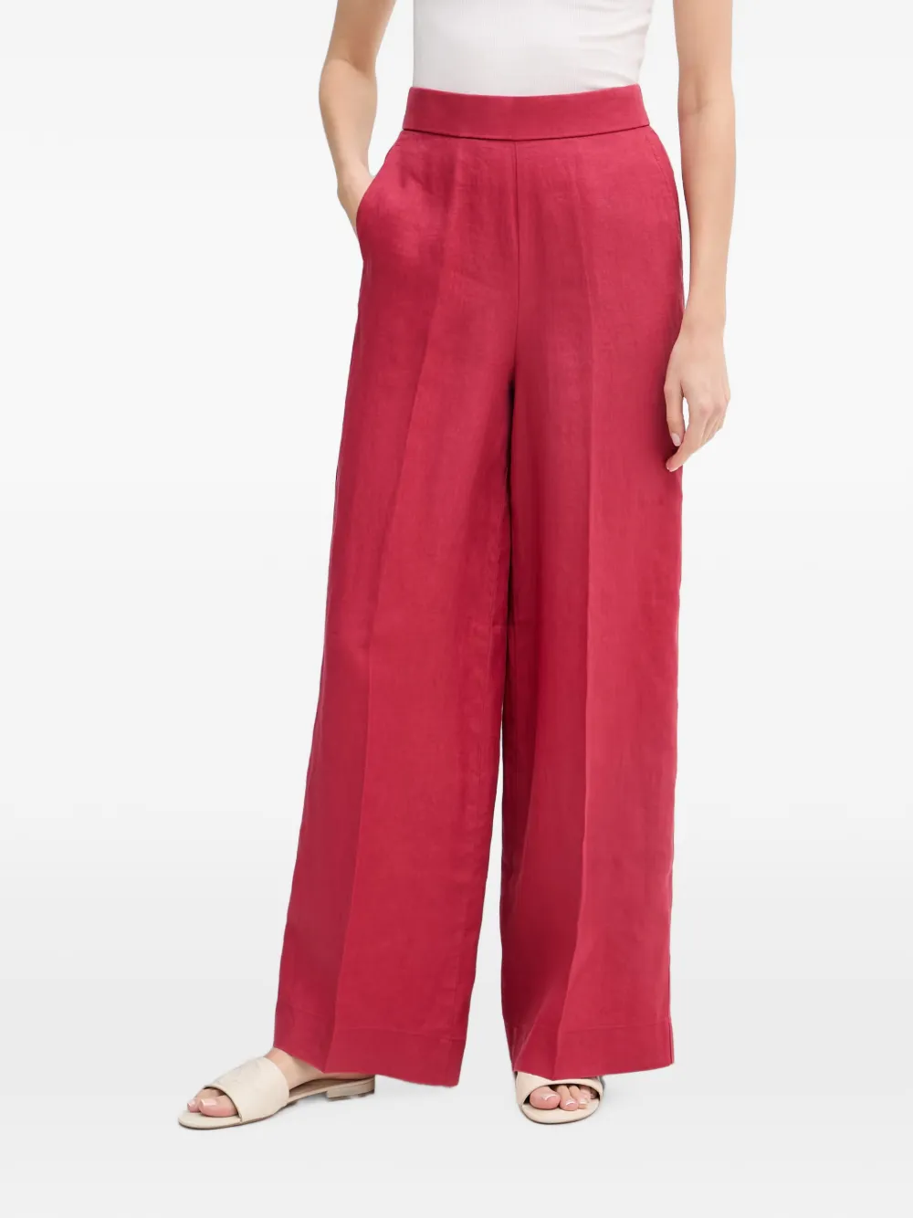 Benetton wide-leg elasticated-waist trousers - Rosso