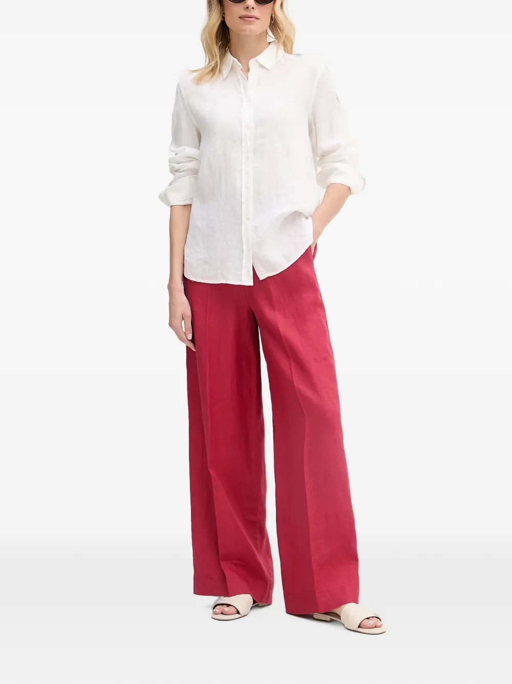 Benetton Broek met elastische taille Rood