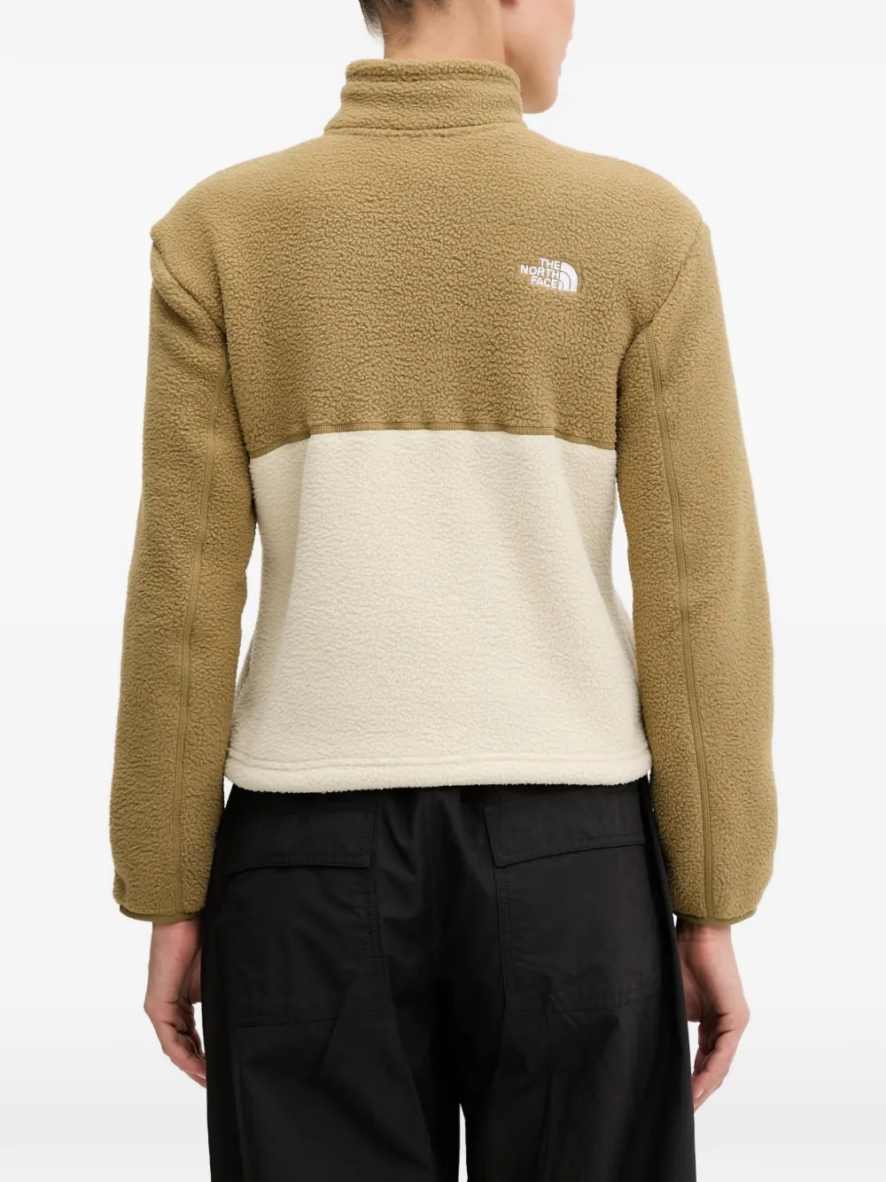 The North Face Sweater met fleece textuur en kwartrits Beige