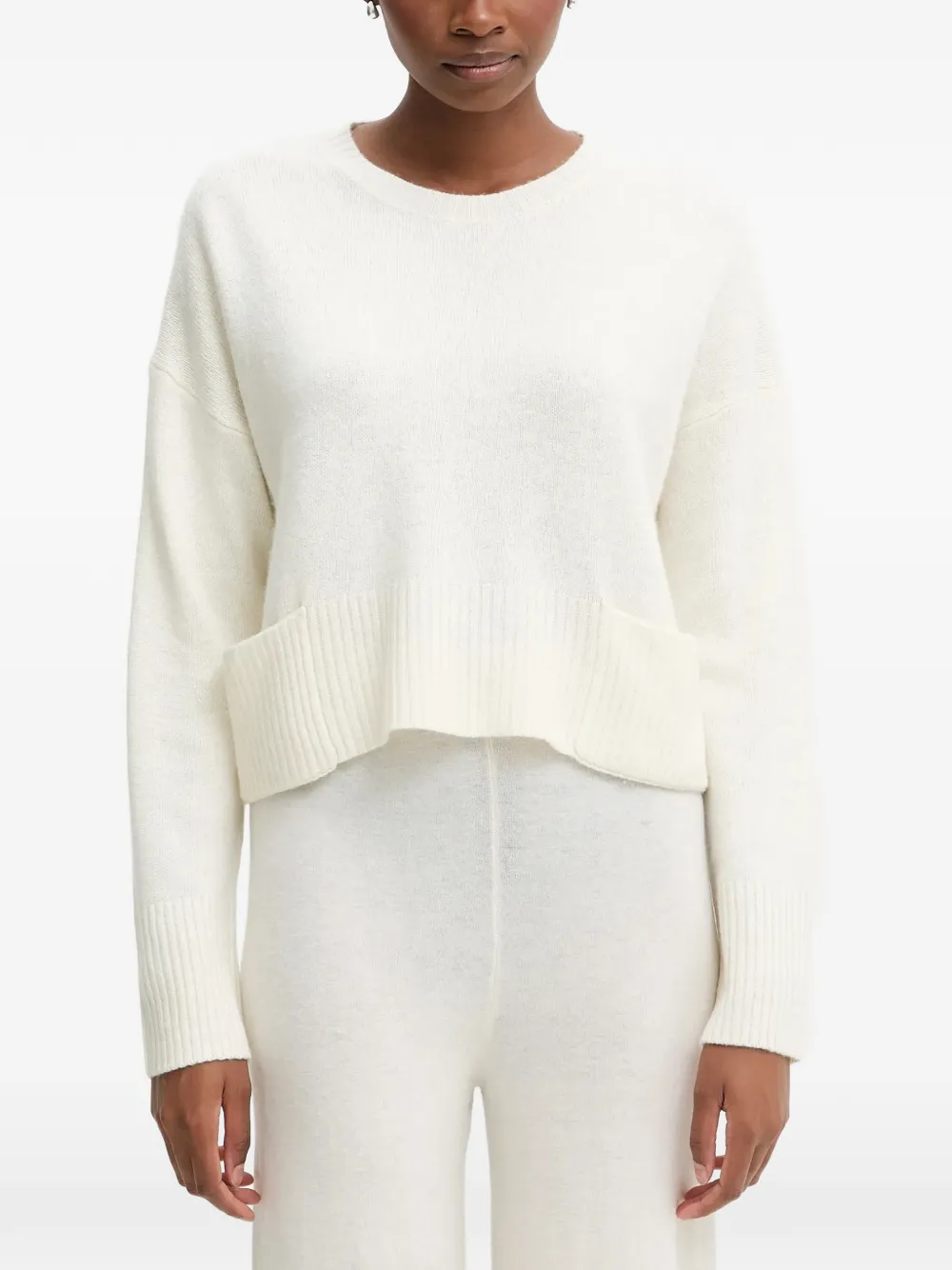 Benetton ribbed-trim drop-shoulder sweater - Weiß