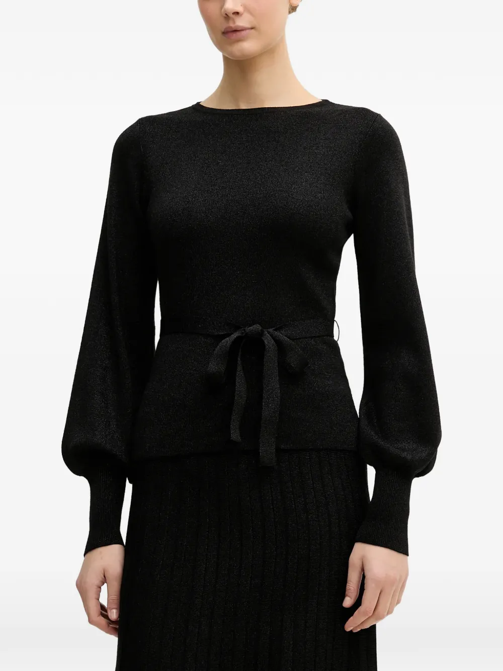 Benetton belted balloon-sleeve sweater - Nero