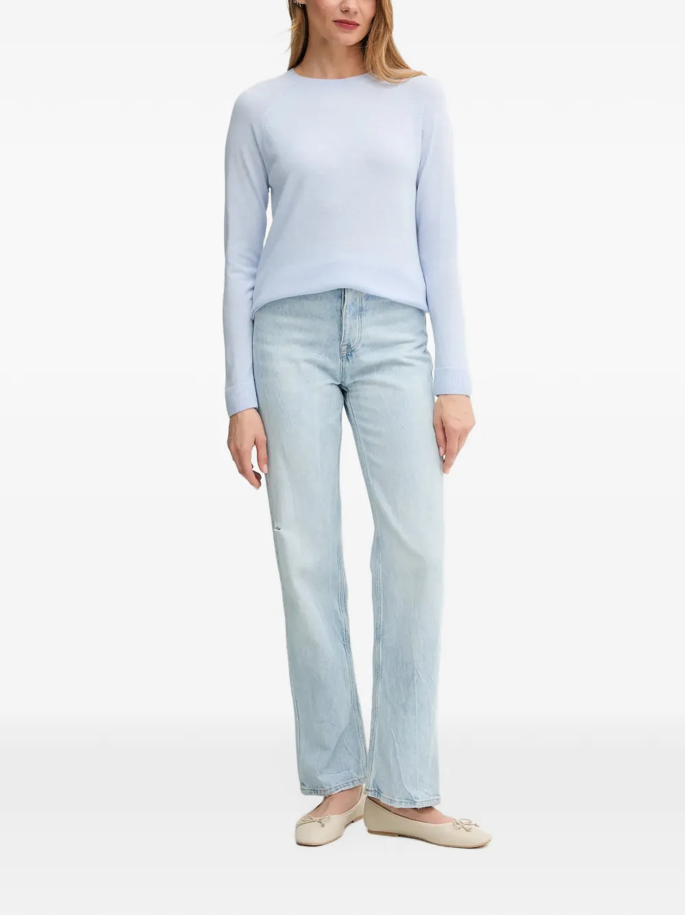 Benetton Trui met ronde hals en raglan mouwen Blauw