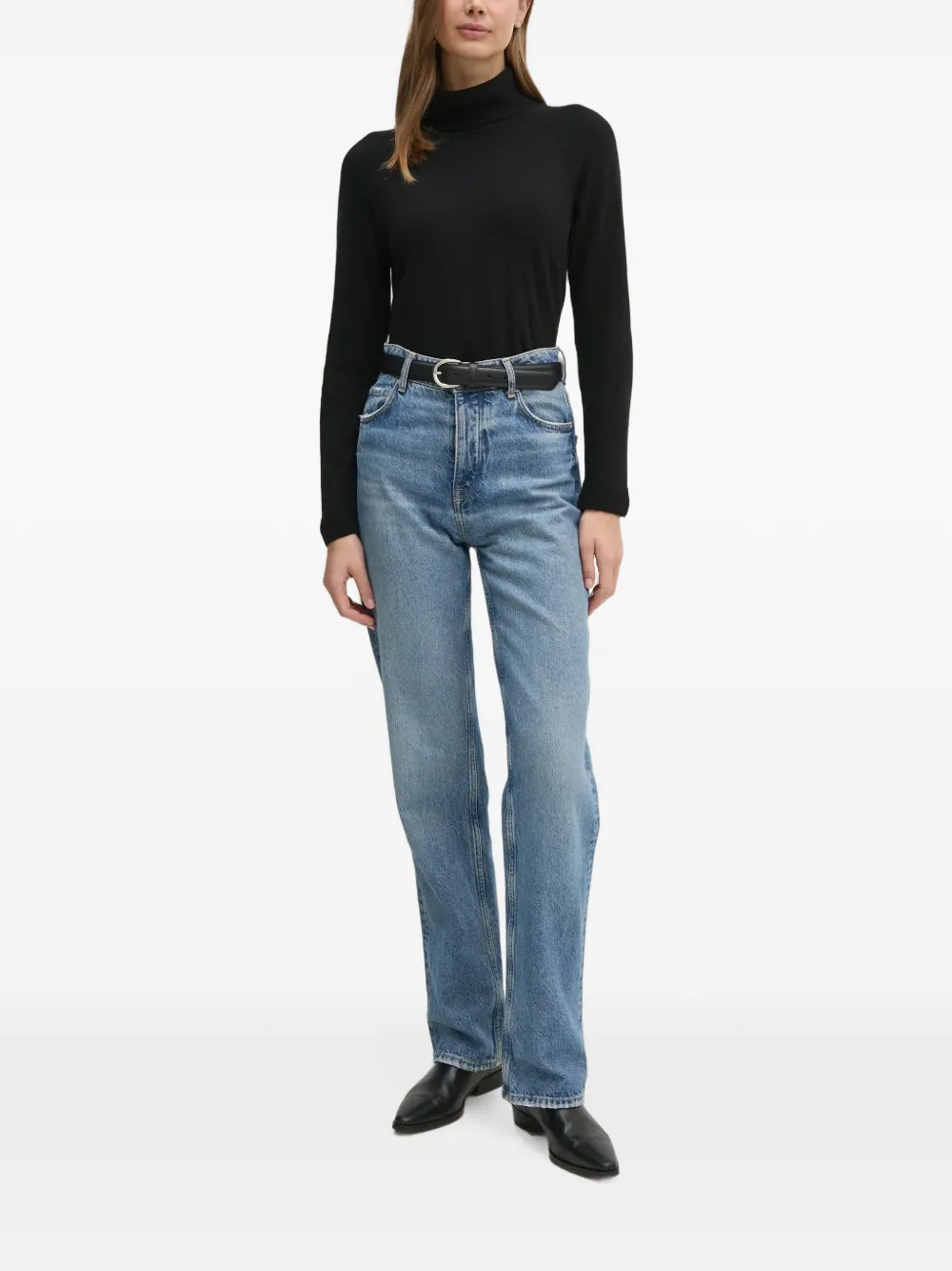 Benetton Trui met raglan mouwen en gerolde hals Zwart