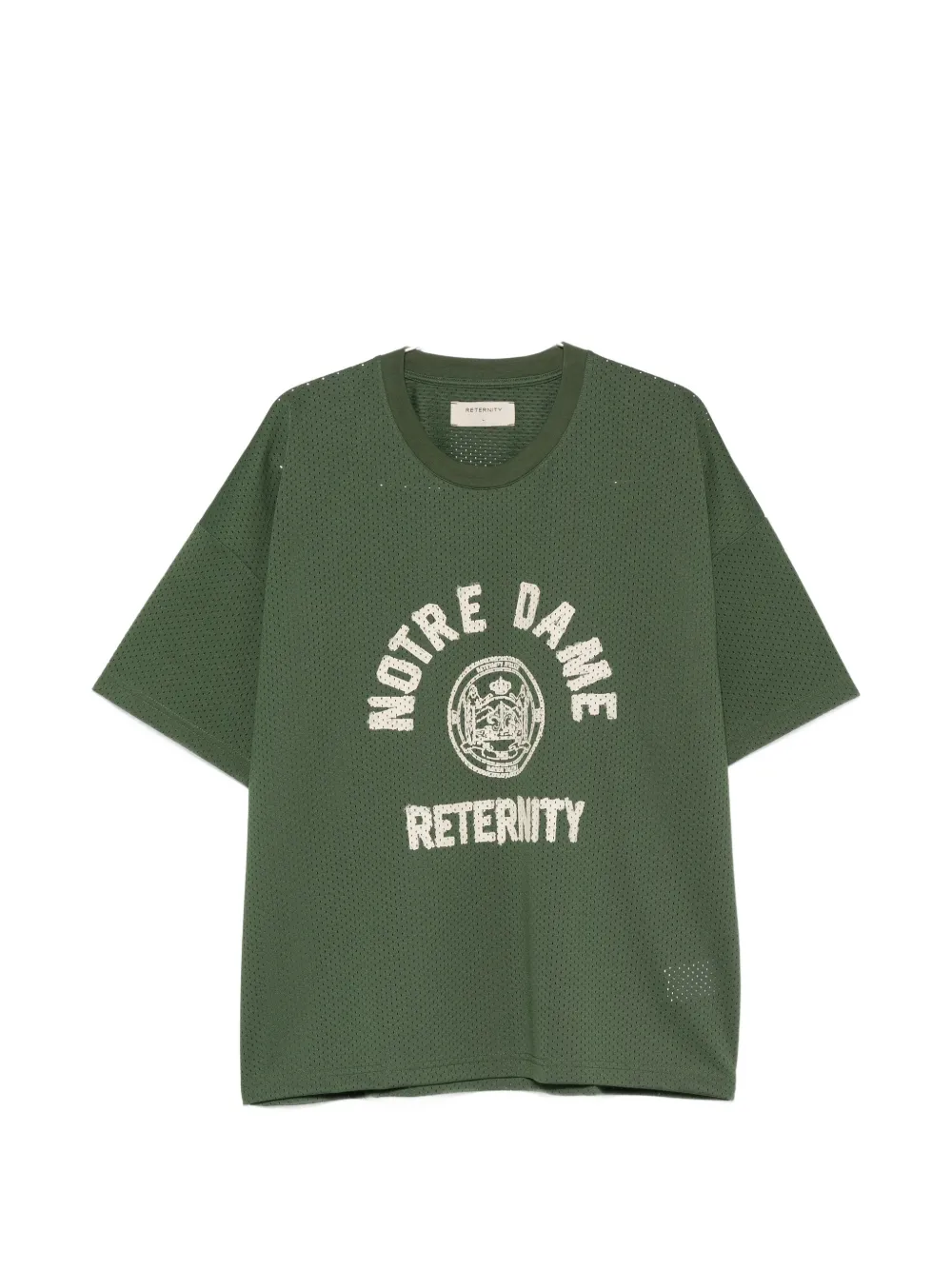 RETERNITY Notre Dame logo-print mesh T-shirt - Grün