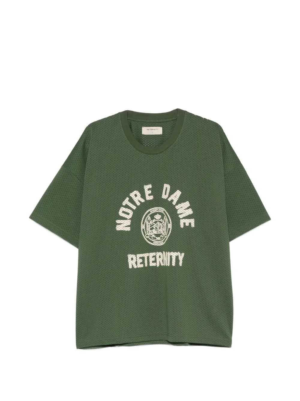 RETERNITY Notre Dame logo-print mesh T-shirt - Verde