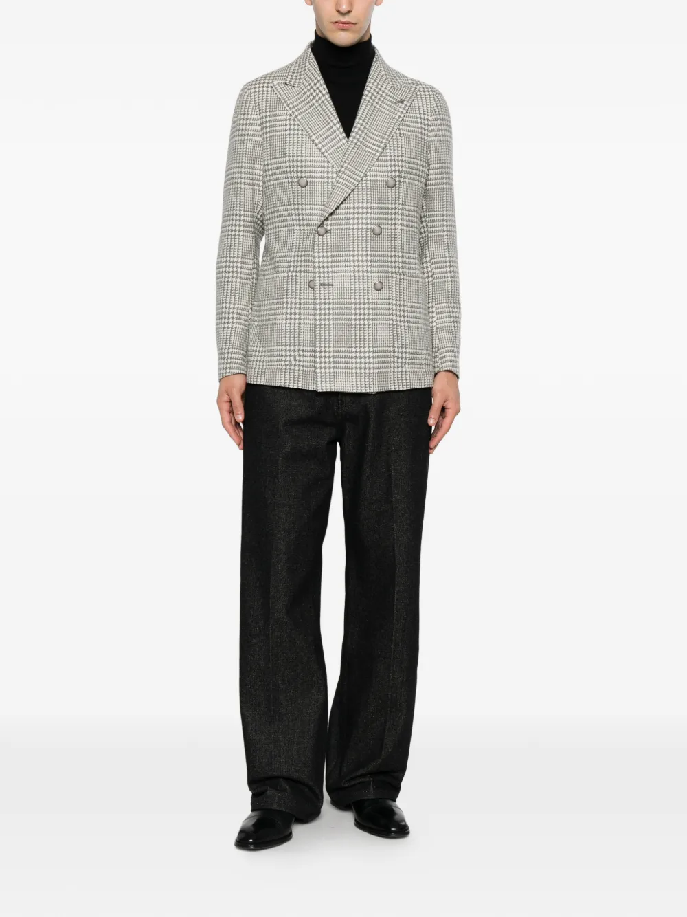 Tagliatore Geruite blazer met dubbele rij knopen Wit