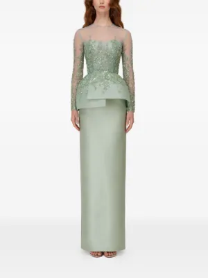 applique evening dress Peach V-Neck Applique A-Line Prom Dress with Feather Off Shoulder –  FancyVestido main image 0