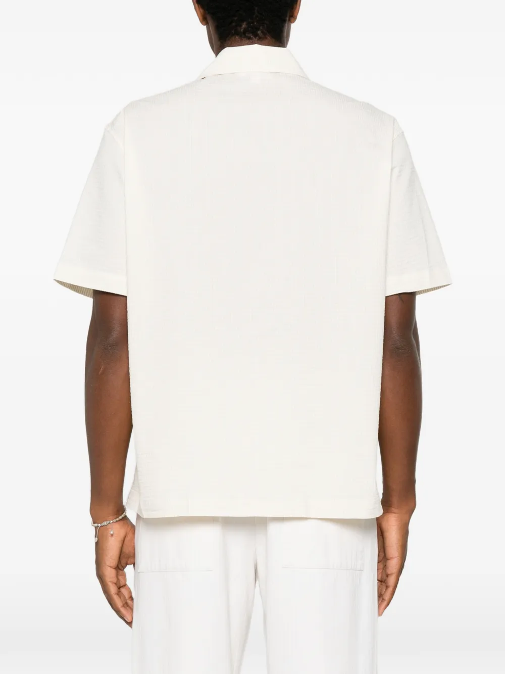 Lacoste Seersucker gestreept overhemd Beige