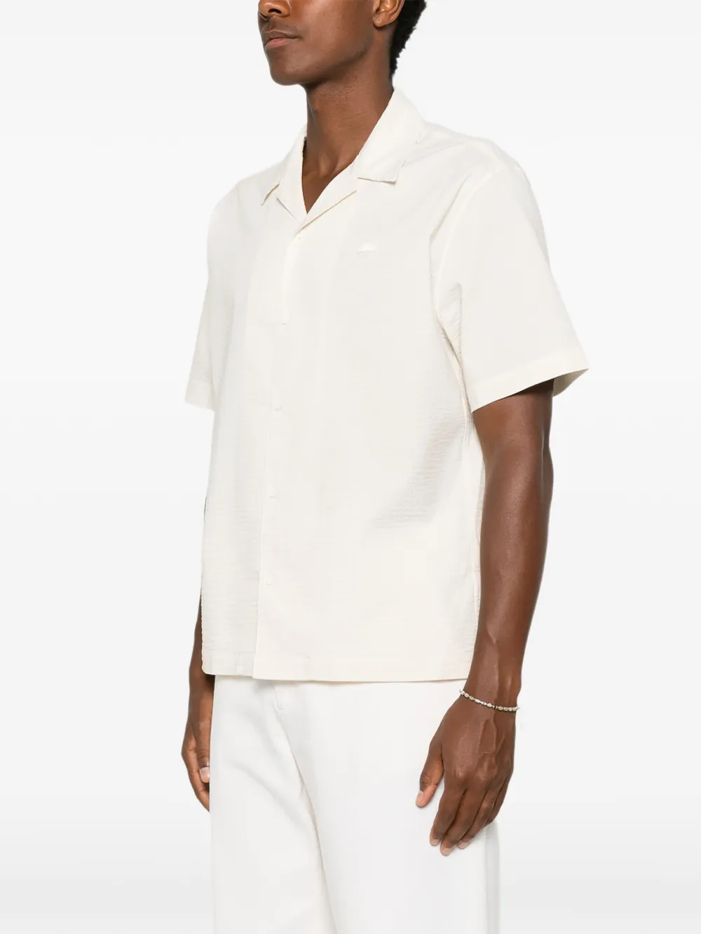 Lacoste Seersucker gestreept overhemd Beige
