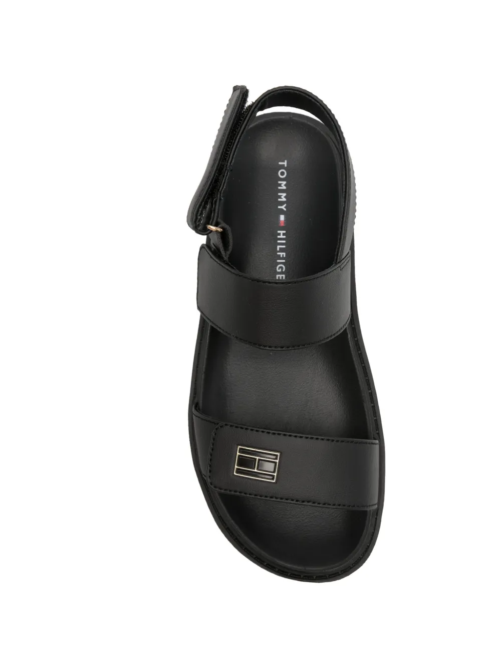 Tommy Hilfiger Junior touch-strap logo-plaque sandals Zwart