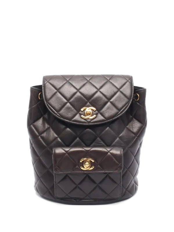 Chanel Pre-owned 1994-1996 Interlocking CC Backpack in Brown