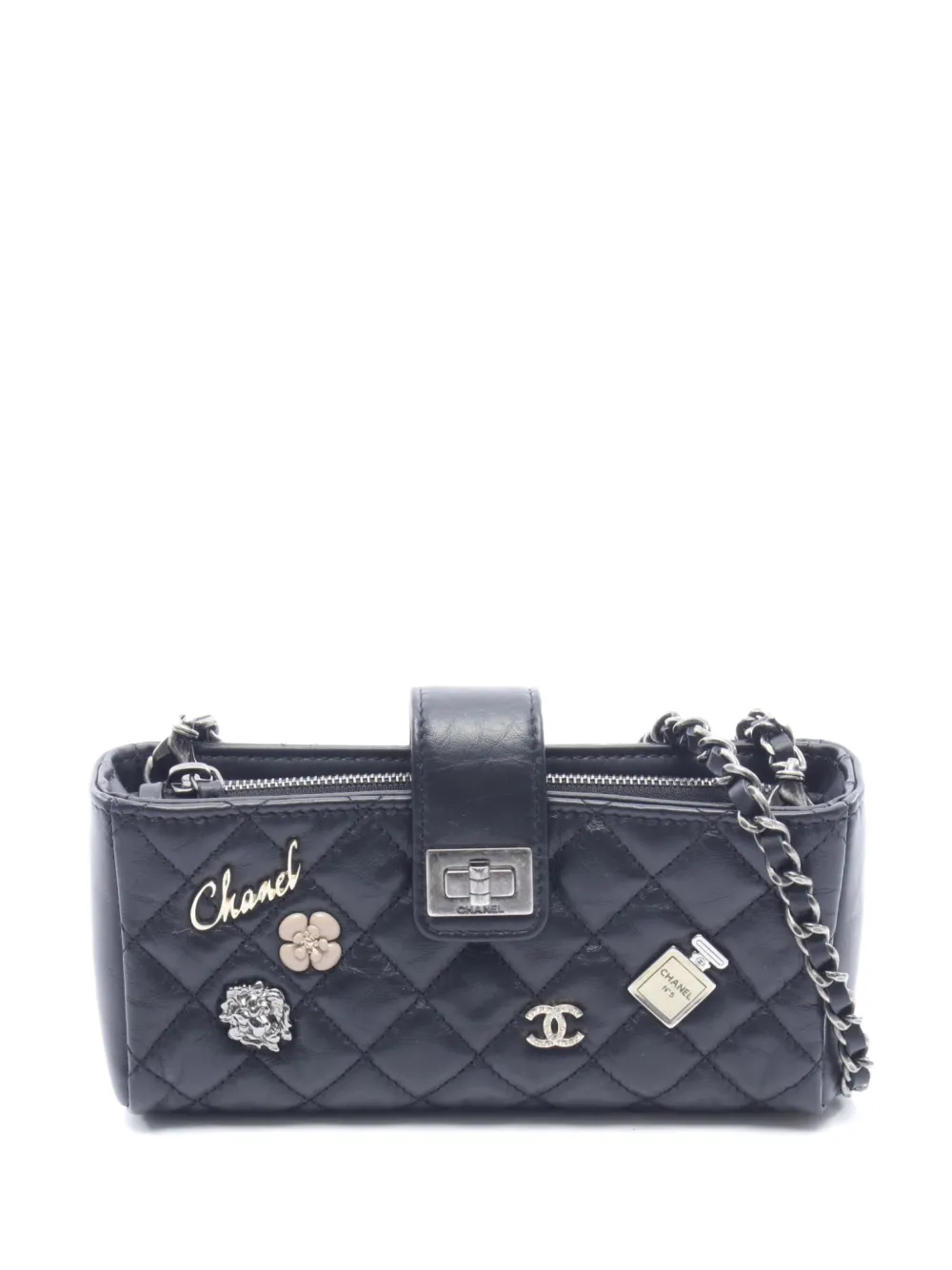 CHANEL Pre-Owned 2016-2017 2.55 Icon phone cross body bag - Black