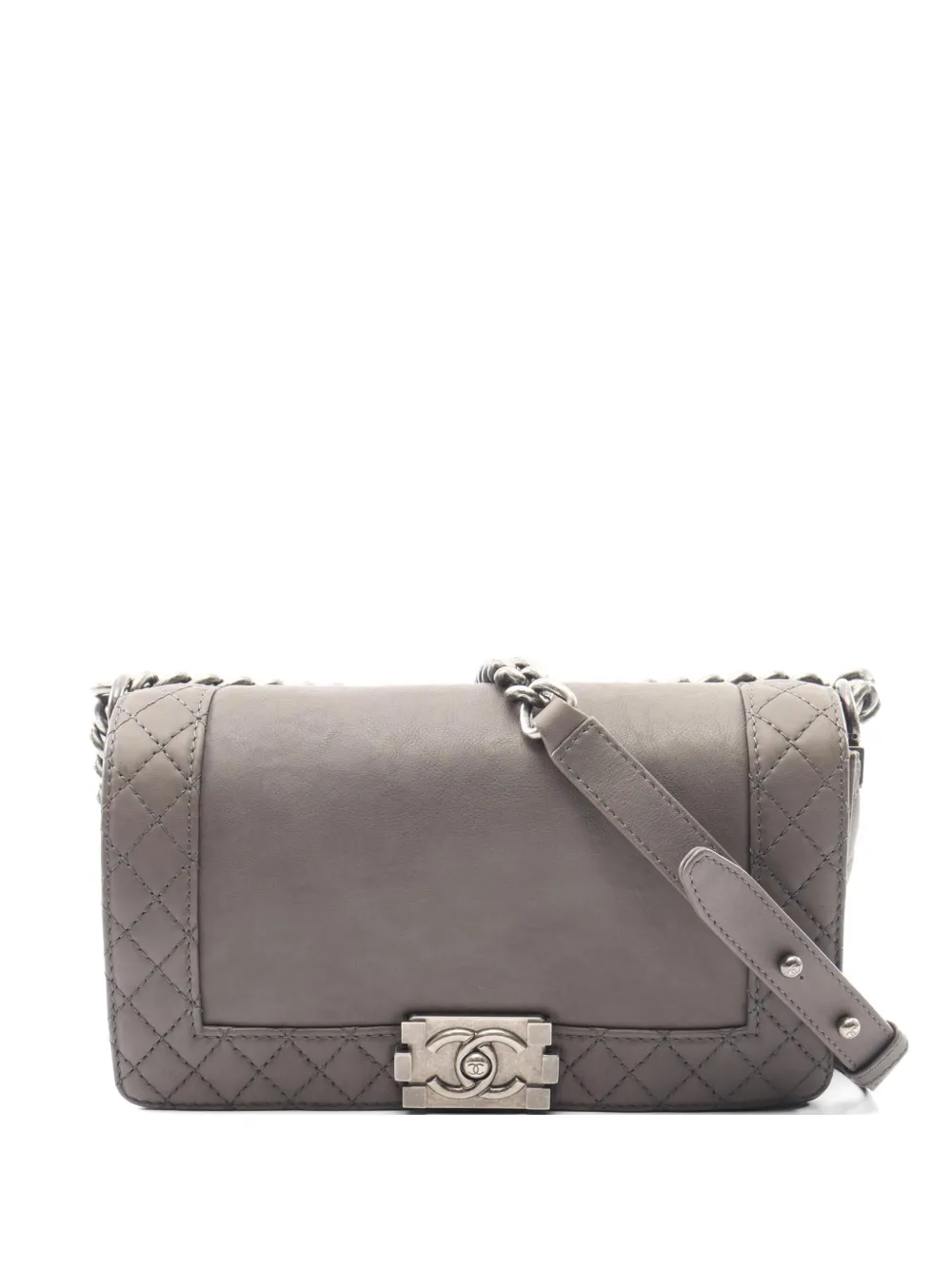 CHANEL Pre-Owned 2013-2014 Boy chain-strap shoulder bag - Grigio