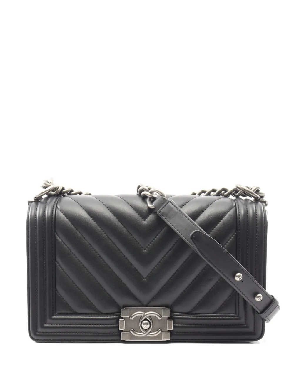 CHANEL Pre-Owned 2018-2019 Boy Chevron shoulder bag - Black
