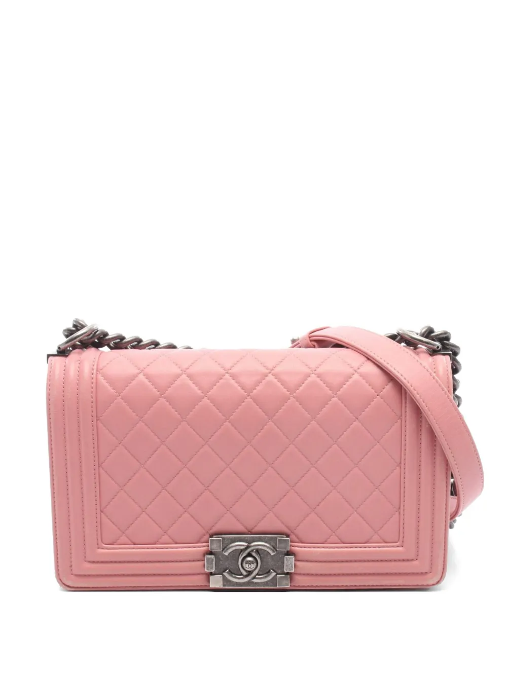 CHANEL Pre-Owned 2015-2016 Boy Chanel chain shoulder bag - Pink