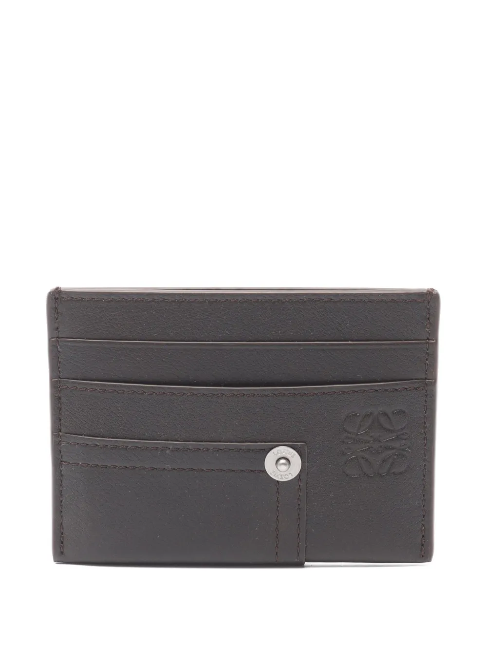 Pre-owned Loewe Panta Embossed Anagram Card Holder In Brown