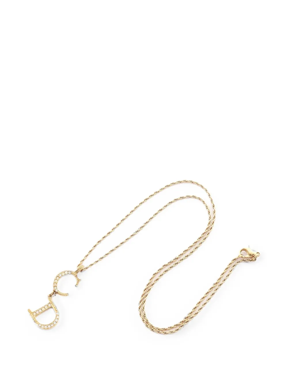 Christian Dior Pre-Owned 2000s CD logo rhinestone necklace - Oro