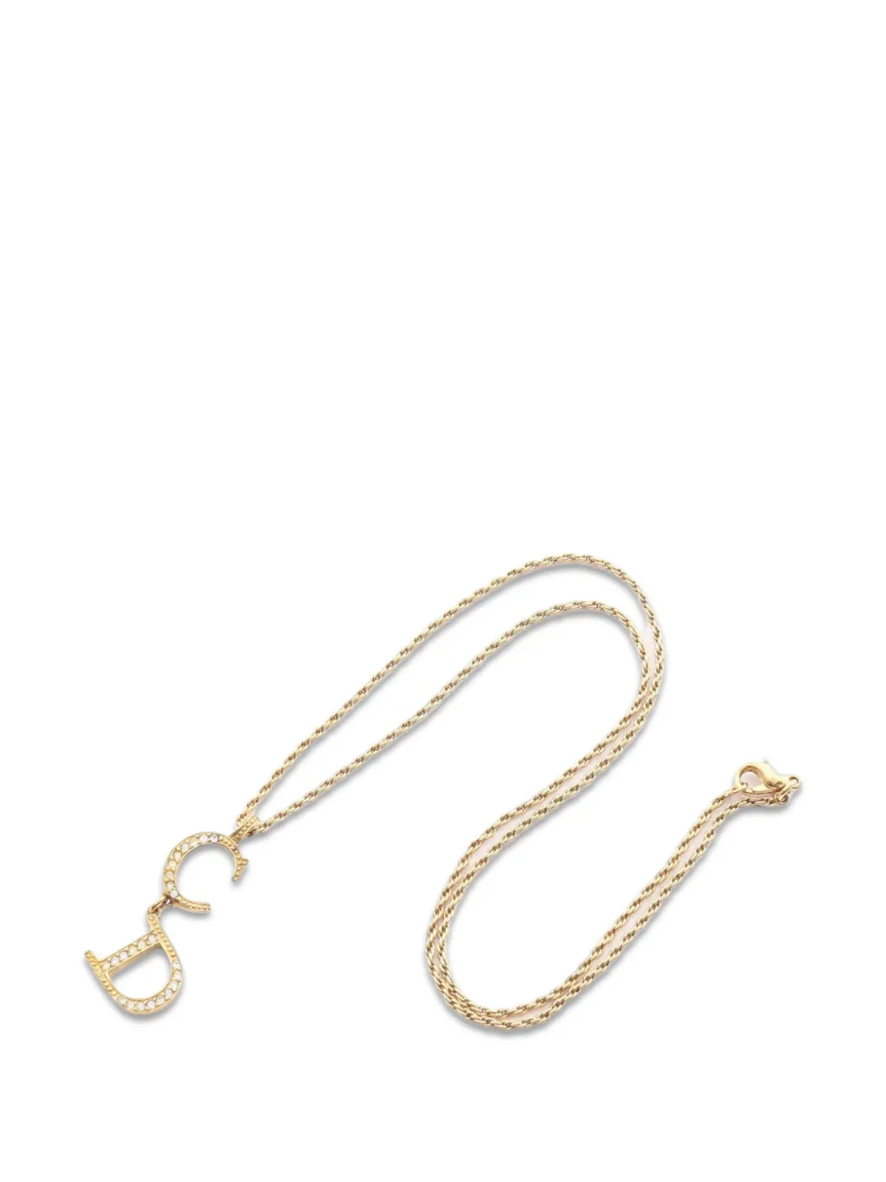 Christian Dior Pre-Owned 2000s CD logo rhinestone necklace - Gold