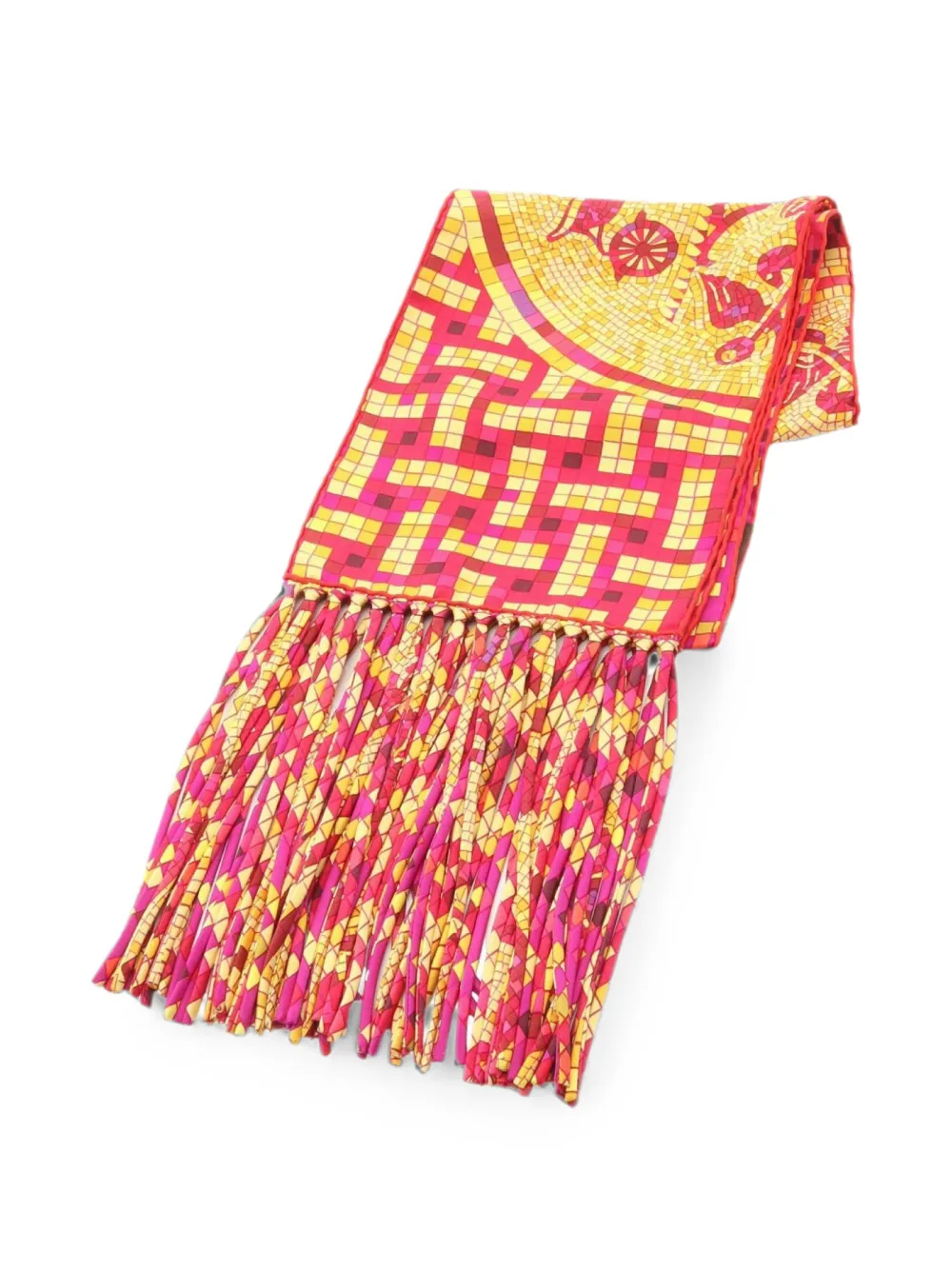 Hermès Pre-Owned 2010s Mosaique au 24 fringe scarf - Rosa